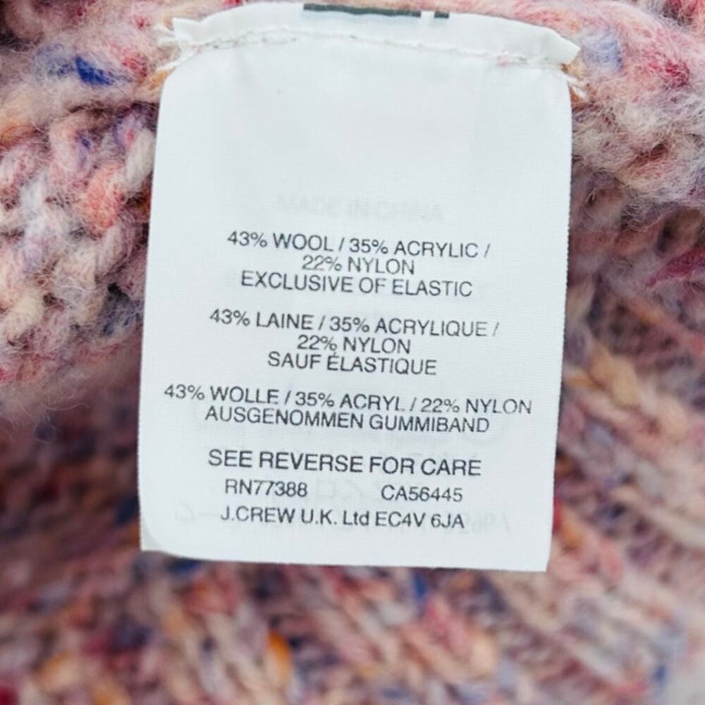 J Crew Pink Marled Speckled Wool Turtleneck Cropped Sweater Womens Size Med - Picture 7 of 12